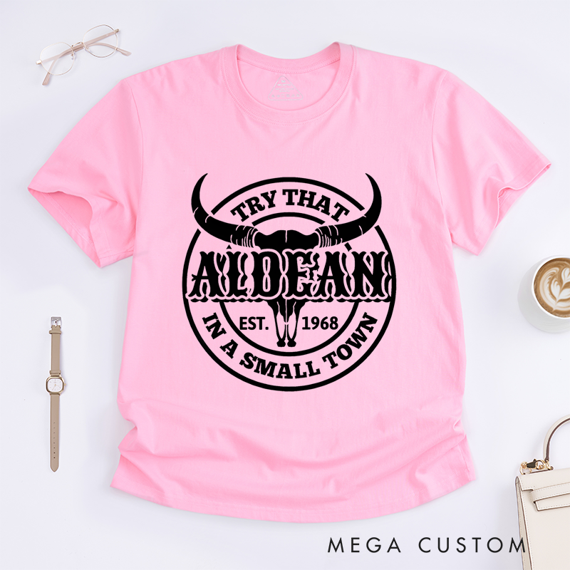 Personalized Classic T-Shirts Rustic Western Bull Skull and Small Town Country Life Graphic Tee Perfect Gift for Country Music Fans