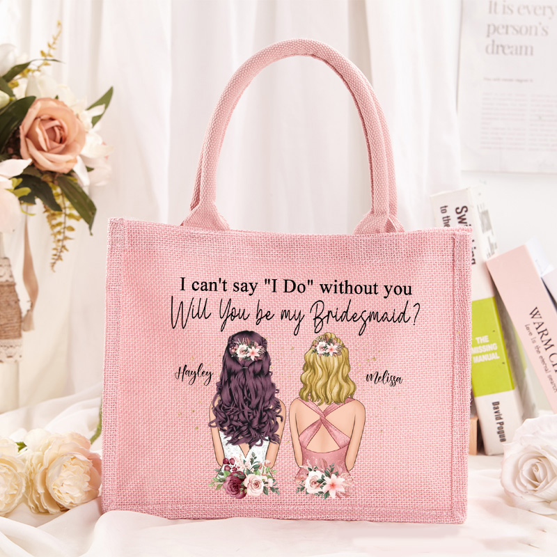 Personalized Will You Be My Bridesmaid Tote Bag Wedding Bride and Bridesmaid Tote Bag Burlap Tote Bag For Bridesmaid