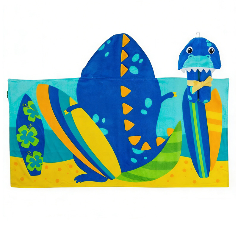 Personalized Colorful Ocean Underwater Adventure Soft Absorbent Kids Bath Pool Swim Cover Up Fun Hooded Beach Towels