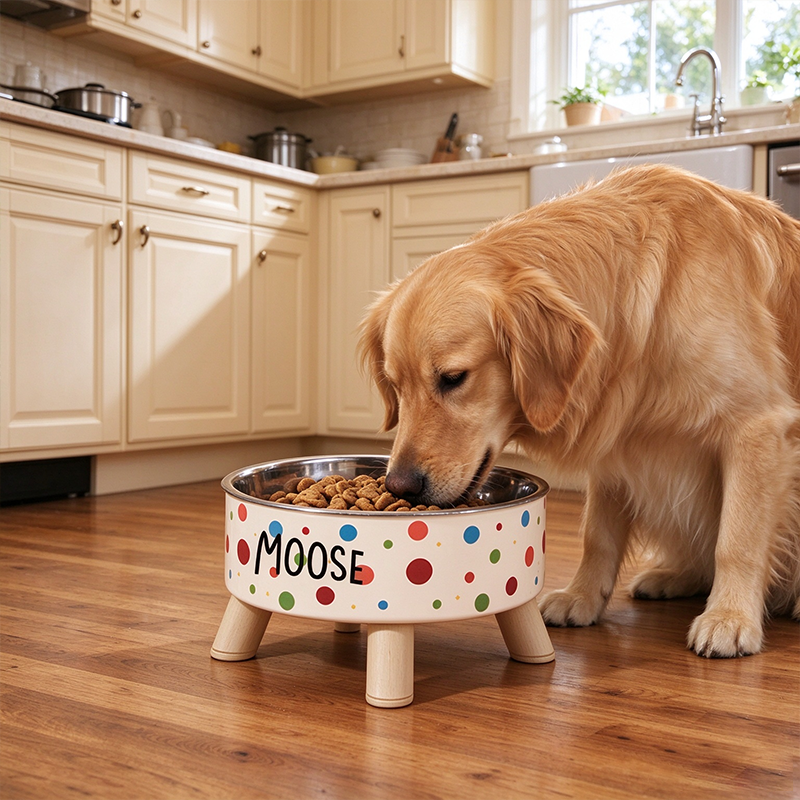 Personalized Cute Pet Feeding Bowl with Name Stainless Steel Heavy Base Raised Feeding Bowl Birthday Gift for Dog Cat Owners