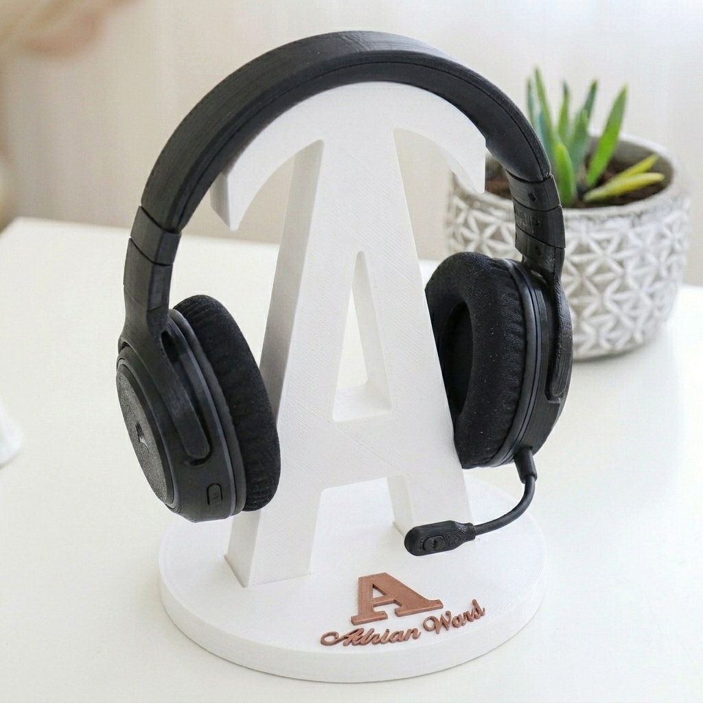 Personalized Letter Name Headphone Stand Custom Holder for Boyfriend Husband - Anniversary & Valentine's Gift