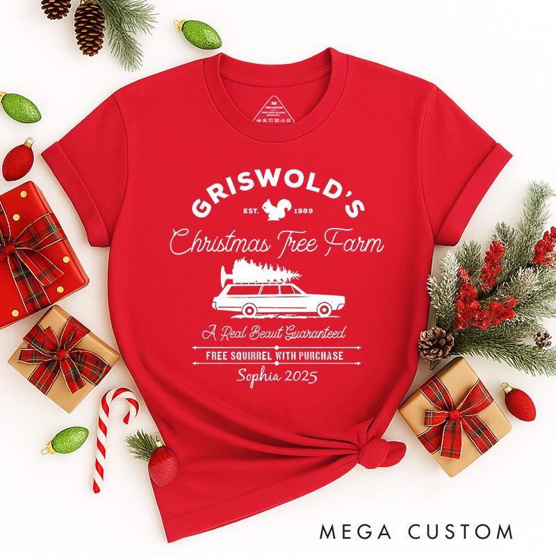 Personalized Christmas Tree Farm Classic T-Shirts Christmas Film Tshirt Movie Holiday Shirt