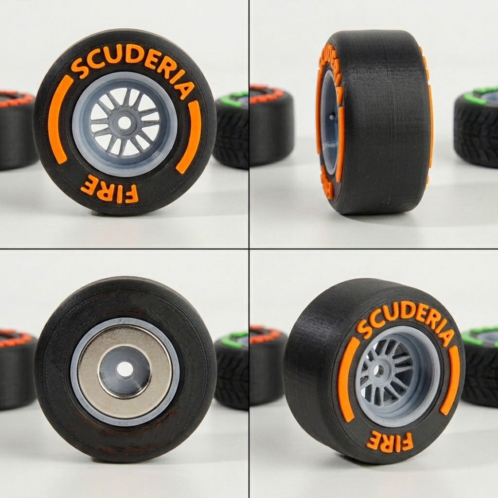 Custom 3D‑Printed Racing Tire Fridge Magnet, Personalized Formula Car Wheel Magnet, Custom Name Race Tire Refrigerator Magnet Gift for Motorsport Fans