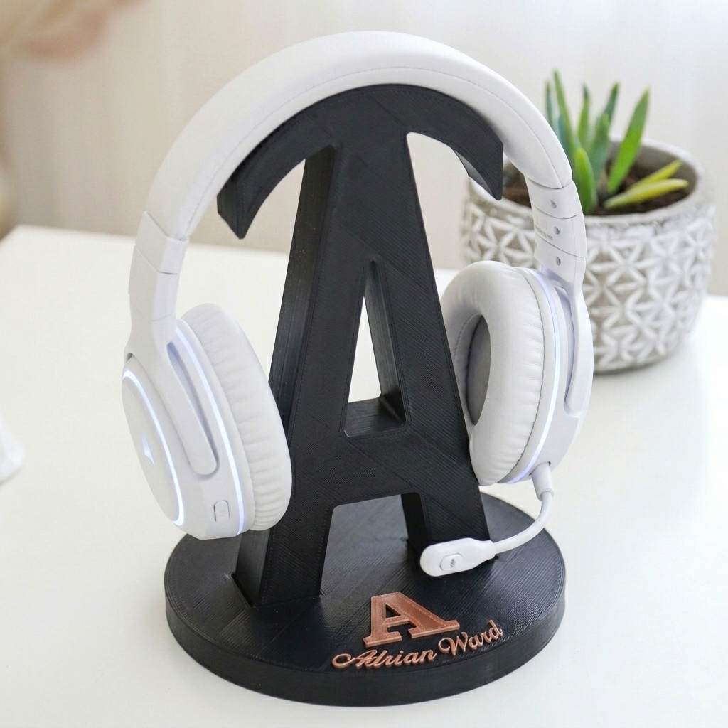 Personalized Letter Name Headphone Stand Custom Holder for Boyfriend Husband - Anniversary & Valentine's Gift