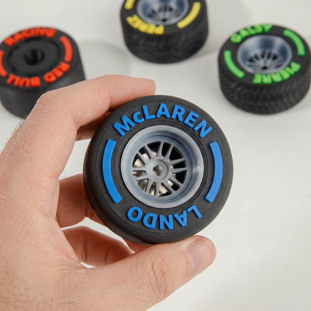 Custom 3D‑Printed Racing Tire Fridge Magnet, Personalized Formula Car Wheel Magnet, Custom Name Race Tire Refrigerator Magnet Gift for Motorsport Fans