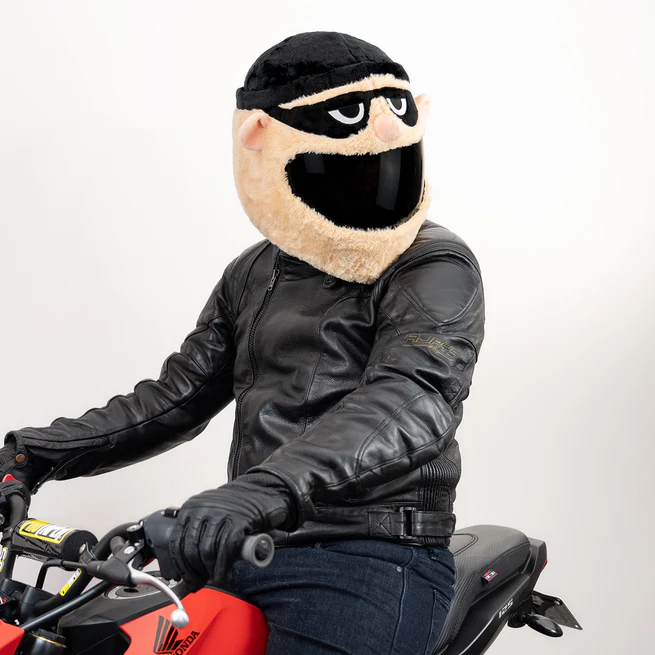 Funny Bandit Thief Plush Motorcycle Helmet Cover, Cartoon Robber Helmet Sleeve for Full Face Helmets