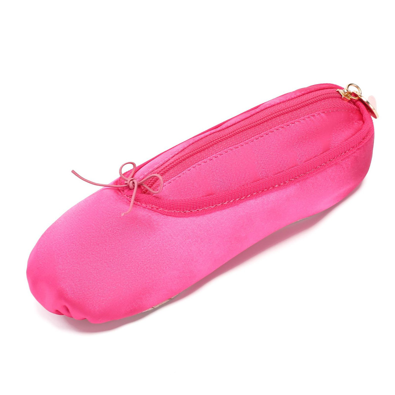 Personalized Ballet Themed Satin Pointe Shoe Design Zipper Pencil Case Makeup Pouch Stationery Bag