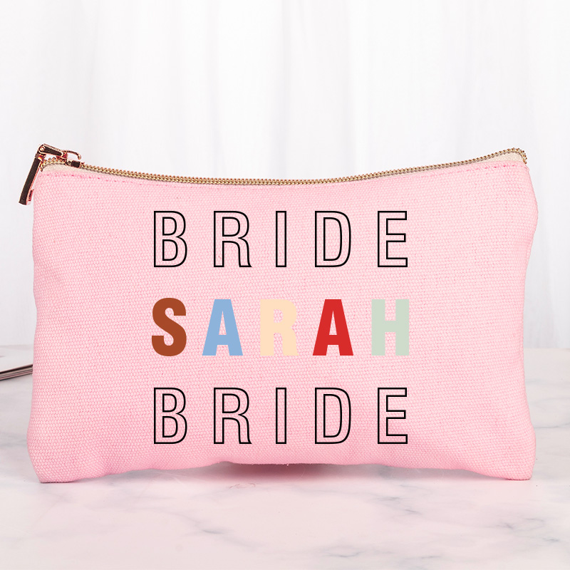 Personalized Bridesmaid Colorful Name Maekup Bag Bride Cosmetic Bag Sorority Gift Bachelorette Party Gift