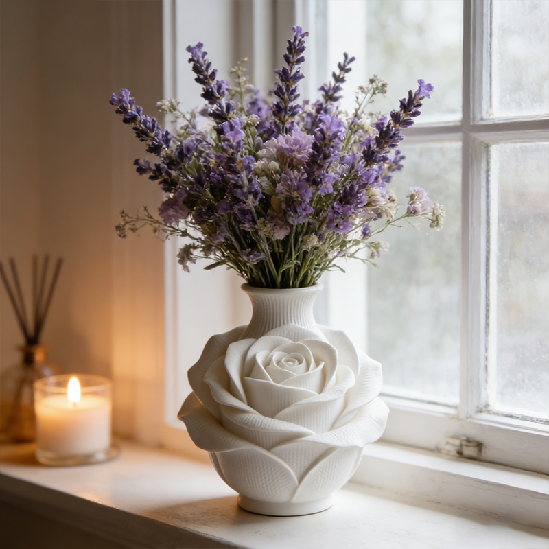 Personalized Rose Flower Vase 3D Printed Rose Vase Elegant and Noble Home Decor Gift for Her