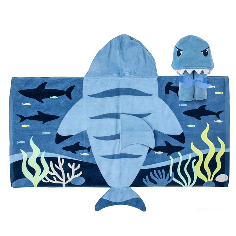 Personalized Colorful Ocean Underwater Adventure Soft Absorbent Kids Bath Pool Swim Cover Up Fun Hooded Beach Towels