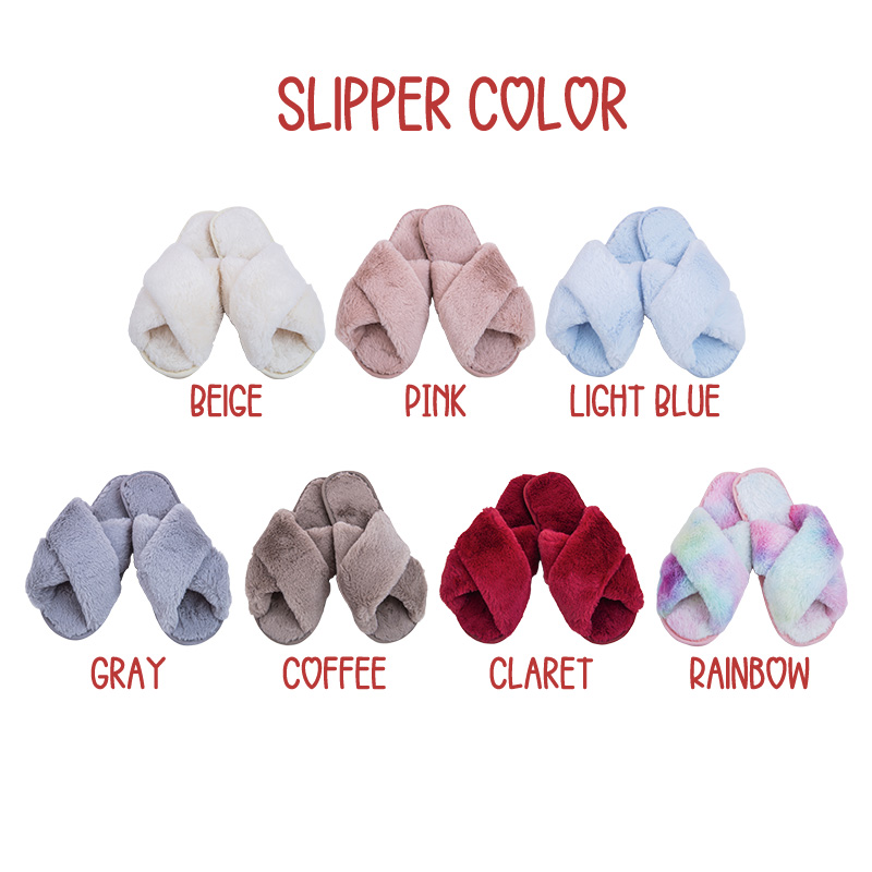 Personalized Bridesmaid Fluffy Slippers Custom Bride Name and Heart Slipper Maid of Honor Slippers Bridal Shower Gift Bachelorette Party Gift for Her