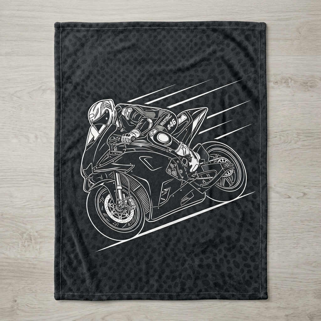 Personalized Racing Superbike Rider Personalized Name Number Leopard Print Fleece Blanket