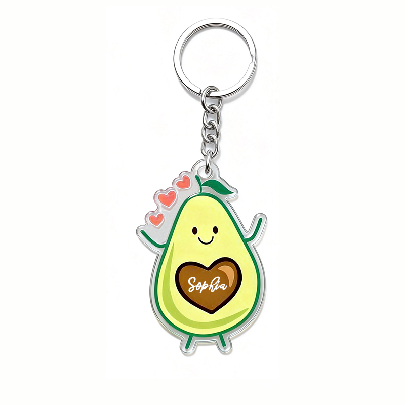Personalized Adorable Avocado Couple Keychain Custom Couple Names Whimsical Holiday Gift for Couples