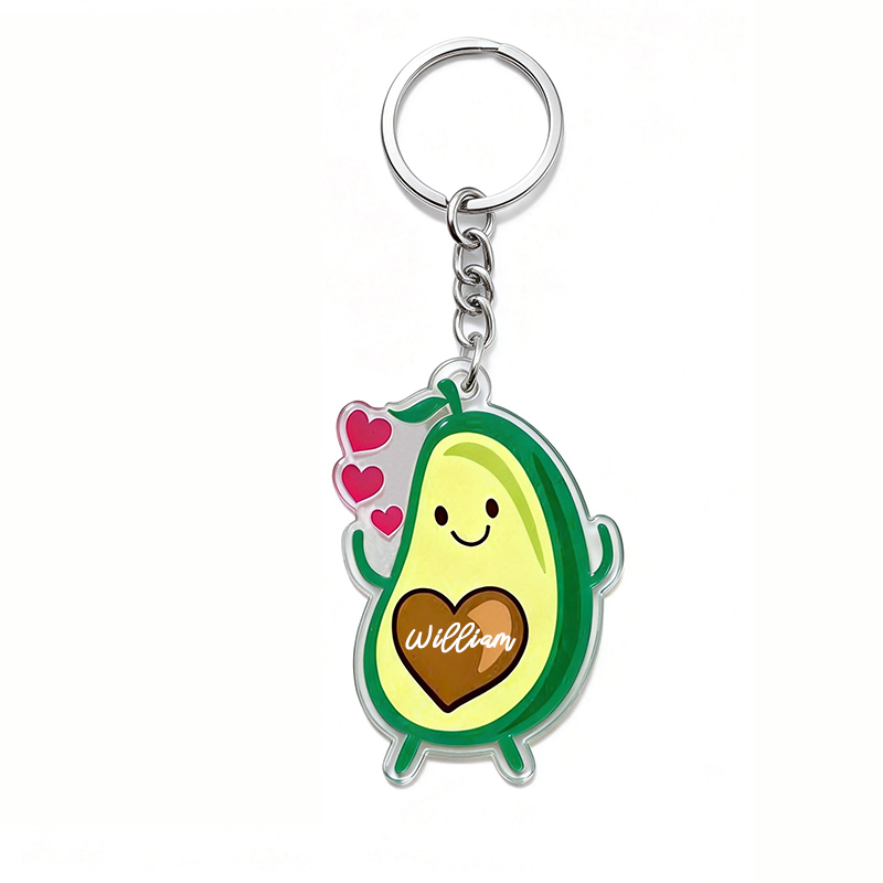 Personalized Adorable Avocado Couple Keychain Custom Couple Names Whimsical Holiday Gift for Couples