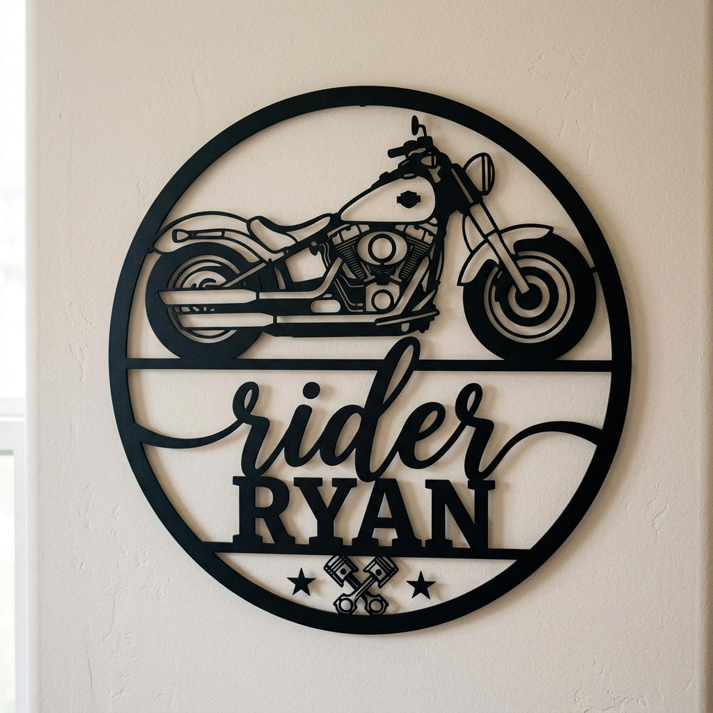 Personalized Classic Car Garage Name Round Metal Wall Sign