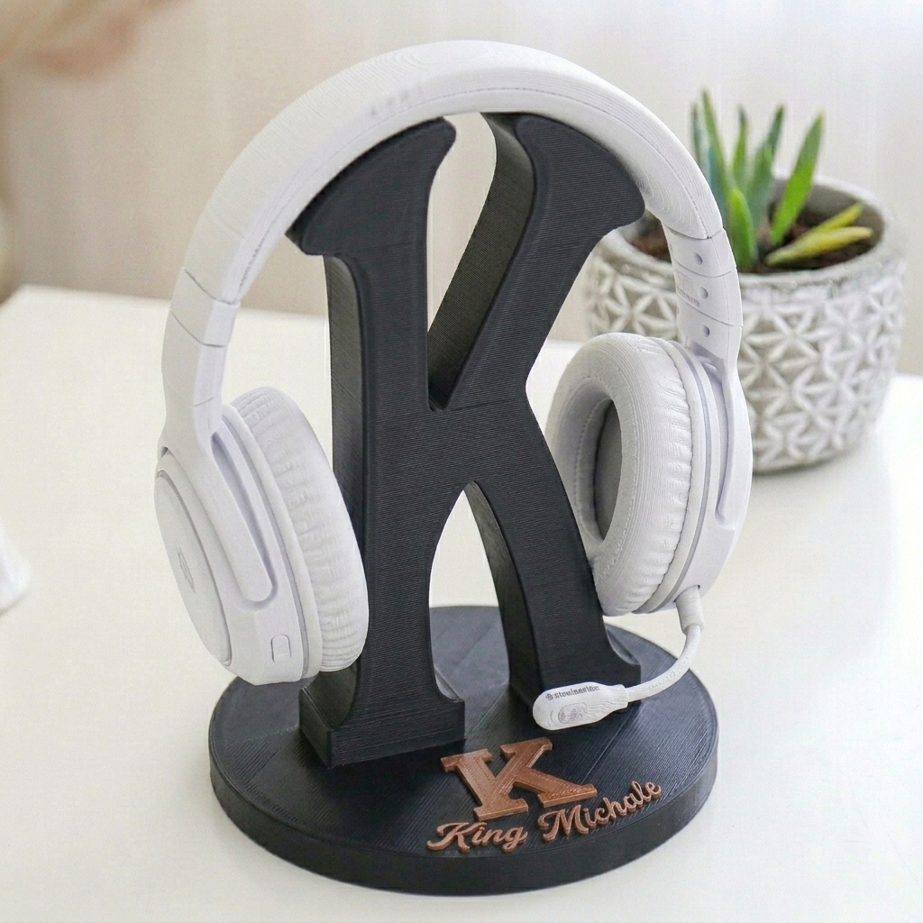 Personalized Letter Name Headphone Stand Custom Holder for Boyfriend Husband - Anniversary & Valentine's Gift