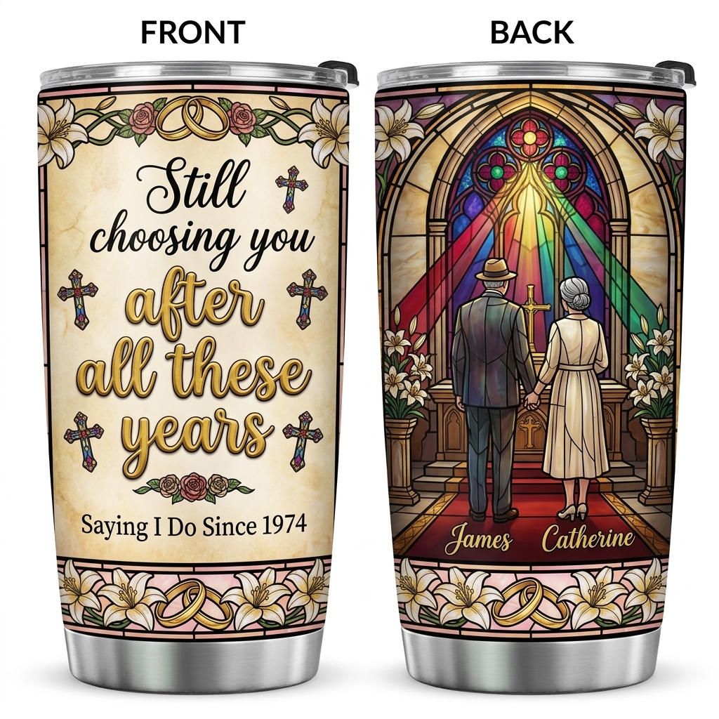 Personalized Still Choosing You After These Years Tumbler for Wife Gift Old Couple 20OZ  Tumbler with Name Gift for Wife Husband You're My Today and All My Tomorrows Tumbler for Wife