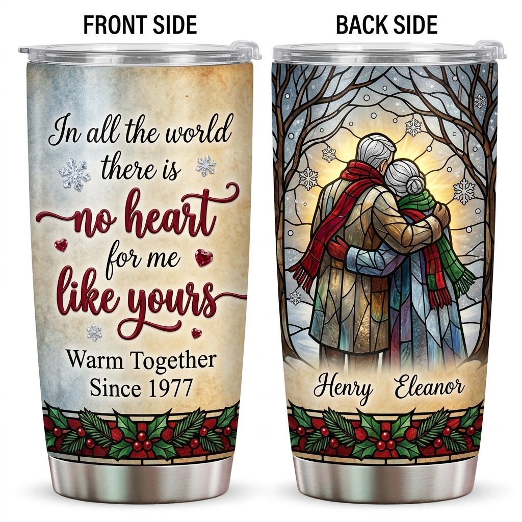 Personalized In All The World There Is No Heart for Me Like Yours Tumbler Old Couple Anniversary Gift  for Couple 20OZ  Tumbler with Name Gift for Wife Husband You're My Today and All My Tomorrows Tumbler for Wife
