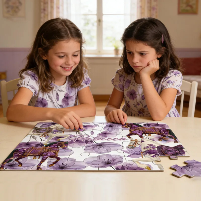 Personalised Children Name Puzzle Kids Custom Floral Star Horse ABC Jigsaw Educational Gift for Riding Lovers Equestrian Lovers