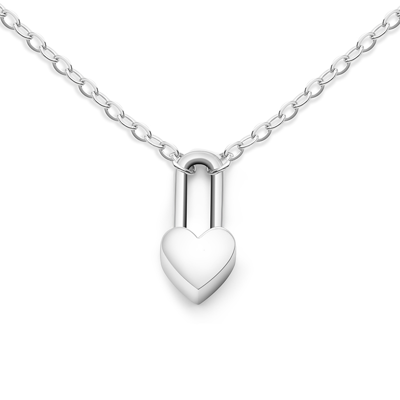 Personalized Radiant Heart Lock Pendant Necklace with Couple's Initials Custom Sterling Silver Jewelry for Lovers