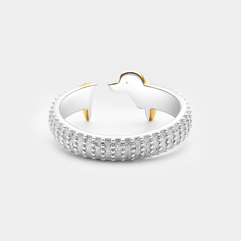 Personalized Dog Nailhead Ring with Engraved Message and Pet's Birthstone Unique Sterling Silver Jewelry for Dog Lovers