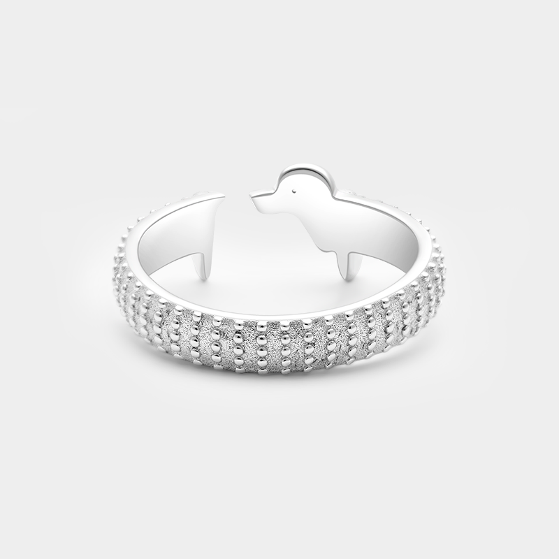 Personalized Dog Nailhead Ring with Engraved Message and Pet's Birthstone Unique Sterling Silver Jewelry for Dog Lovers