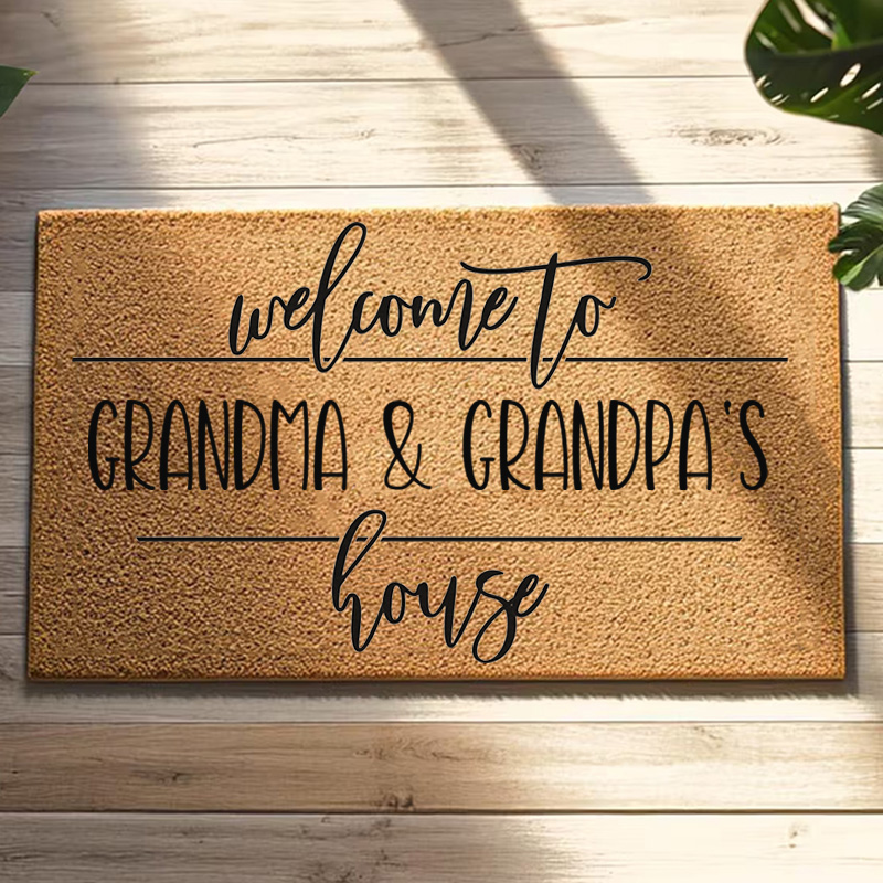 Personalized Welcome to Our Home Doormat Housewarming Gift Durable Coir Mat for New Home Indoor Outdoor Door Mat Family Home Decor Rug