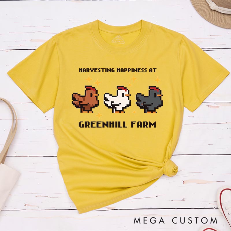 Personalized Pixel Cute Chicken Game Classic T-Shirts Farming Gamer Tshirt Valley Geek Gaming Nerd Shirt