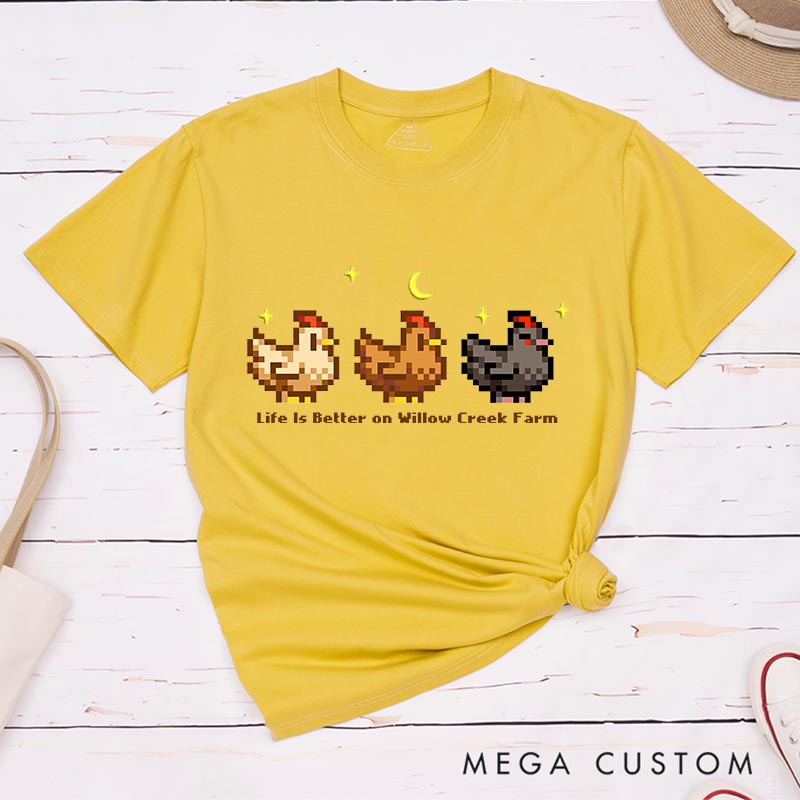 Personalized Cute Chicken Game Classic T-Shirts Farming Gamer Tshirt Valley Geek Gaming Nerd Shirt