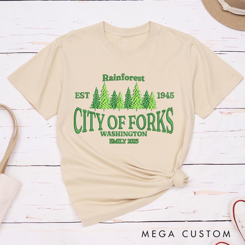 Personalized City of Forks Movie Classic T-Shirts Vampire Movie Tshirt Film Fan Shirt