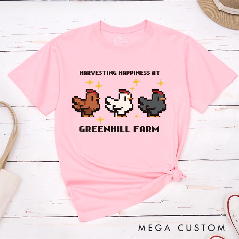 Personalized Pixel Cute Chicken Game Classic T-Shirts Farming Gamer Tshirt Valley Geek Gaming Nerd Shirt