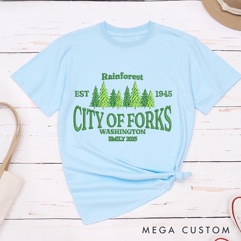 Personalized City of Forks Movie Classic T-Shirts Vampire Movie Tshirt Film Fan Shirt