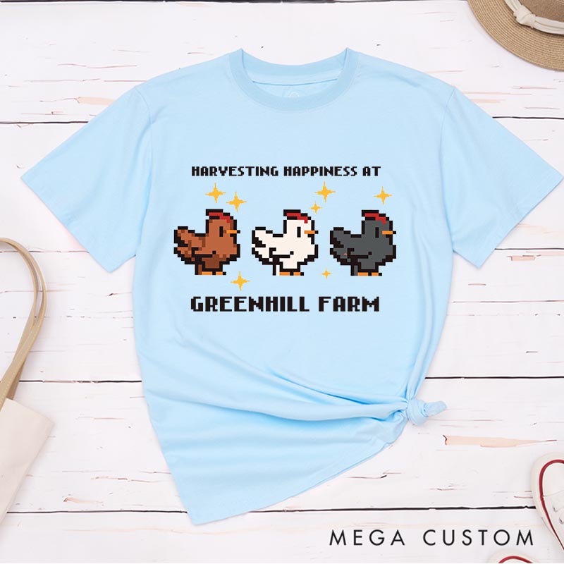 Personalized Pixel Cute Chicken Game Classic T-Shirts Farming Gamer Tshirt Valley Geek Gaming Nerd Shirt