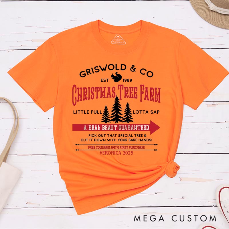 Personalized Christmas Tree Farm Movie Classic T-Shirts Vintage Holiday Movies Tshirt Family Movie Shirt
