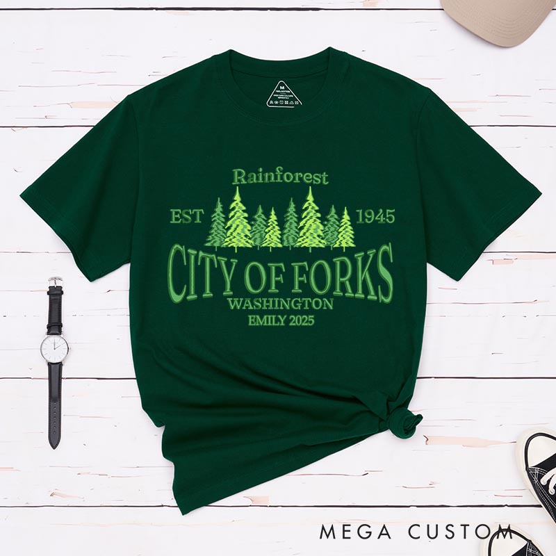 Personalized City of Forks Movie Classic T-Shirts Vampire Movie Tshirt Film Fan Shirt