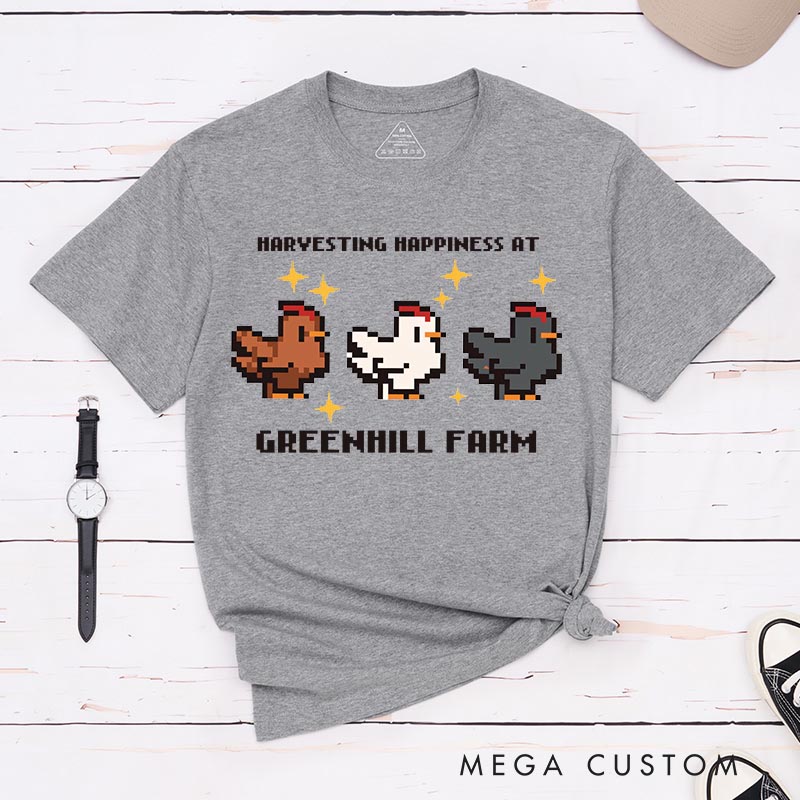 Personalized Pixel Cute Chicken Game Classic T-Shirts Farming Gamer Tshirt Valley Geek Gaming Nerd Shirt