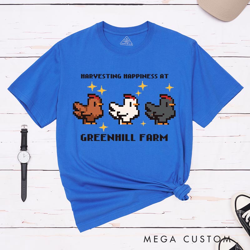 Personalized Pixel Cute Chicken Game Classic T-Shirts Farming Gamer Tshirt Valley Geek Gaming Nerd Shirt