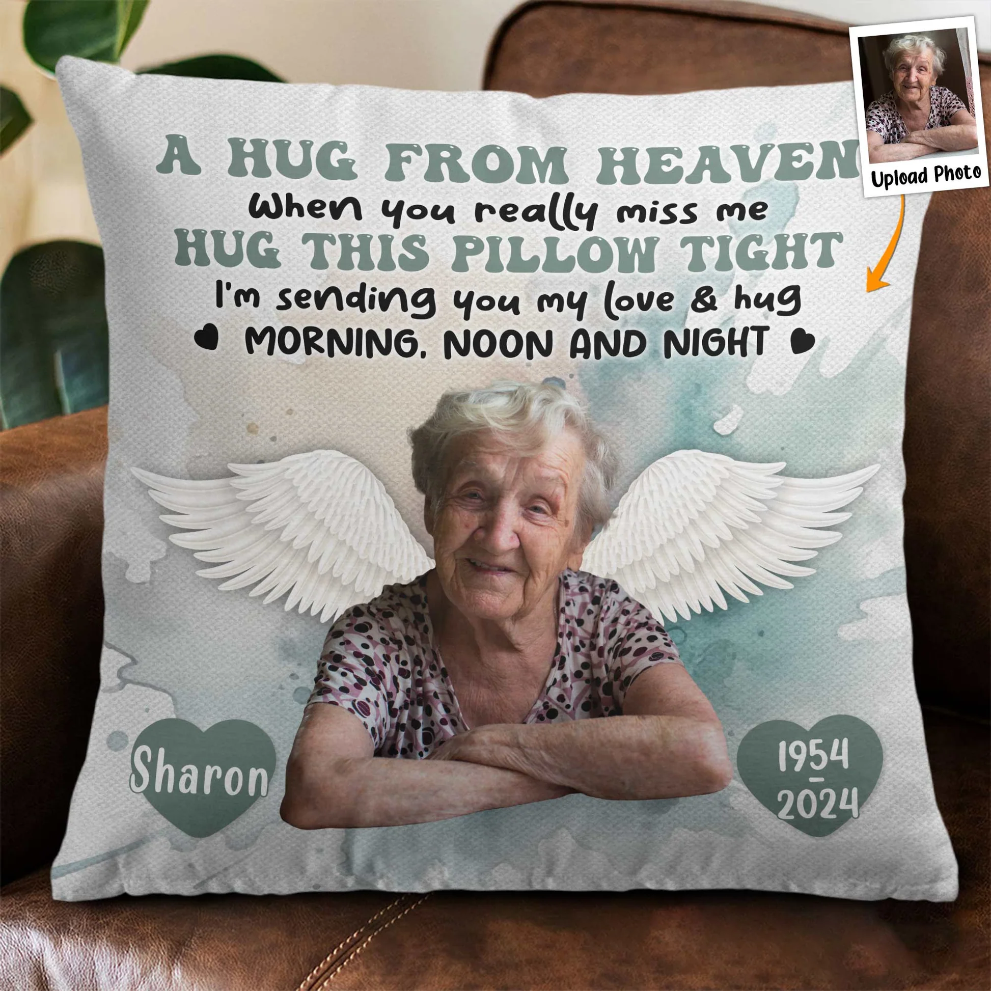 Personalized Memorial Pillow When You Miss Me Hug This Pillow Tight Memorial Gift Custom Photo Memory Pillow 