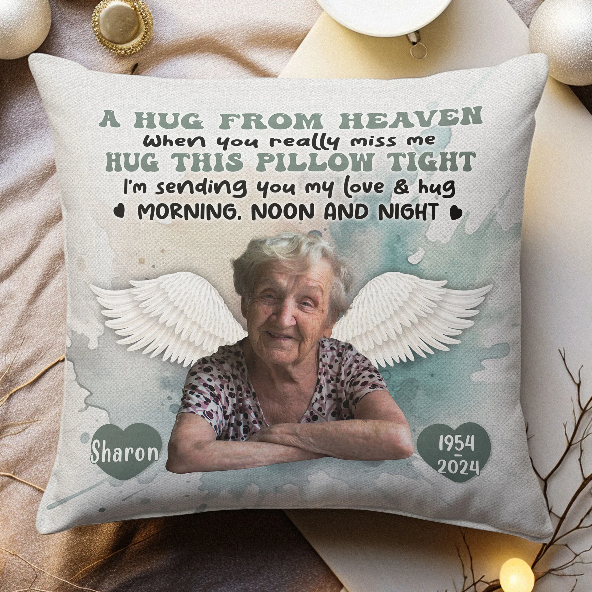 Personalized Memorial Pillow When You Miss Me Hug This Pillow Tight Memorial Gift Custom Photo Memory Pillow 