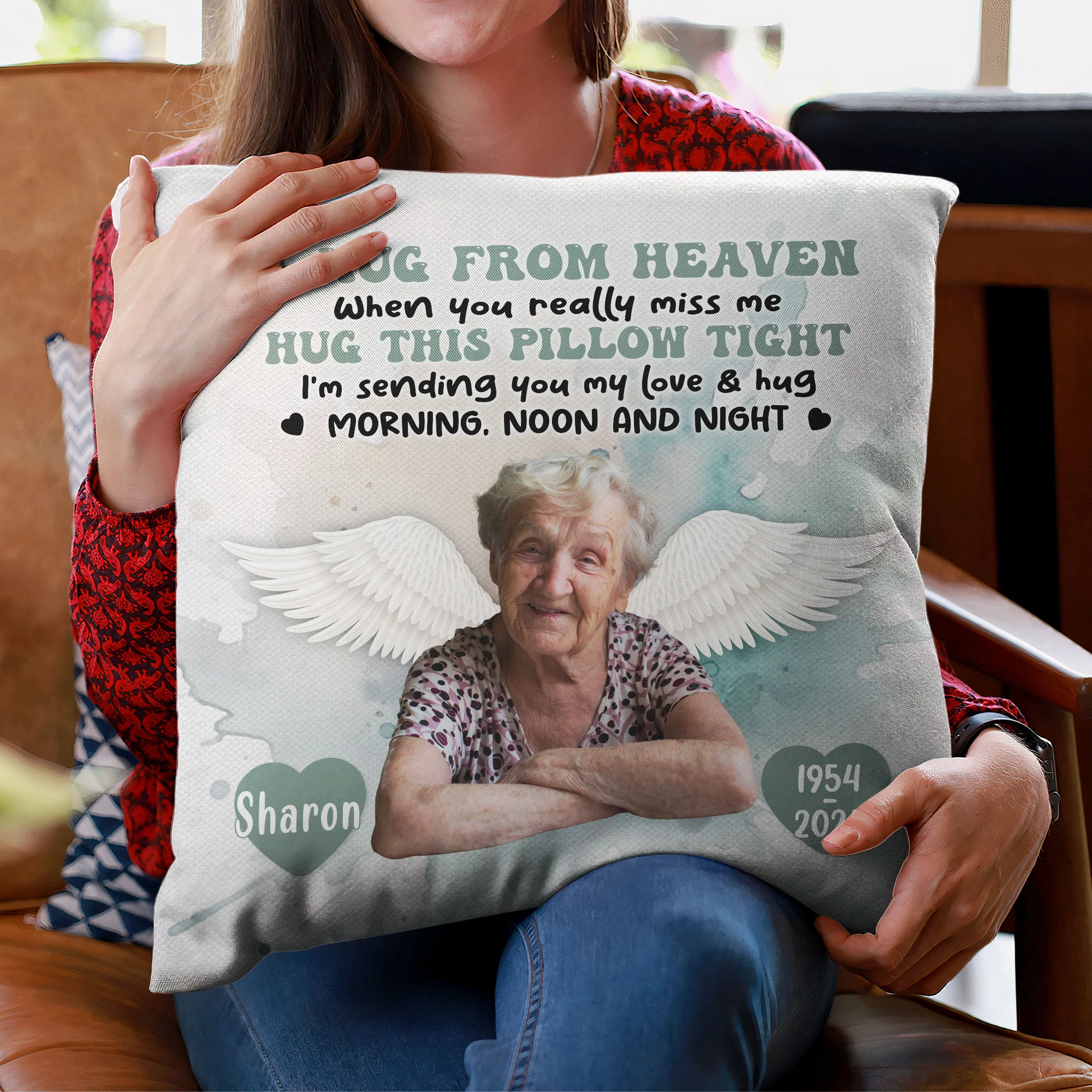 Personalized Memorial Pillow When You Miss Me Hug This Pillow Tight Memorial Gift Custom Photo Memory Pillow 