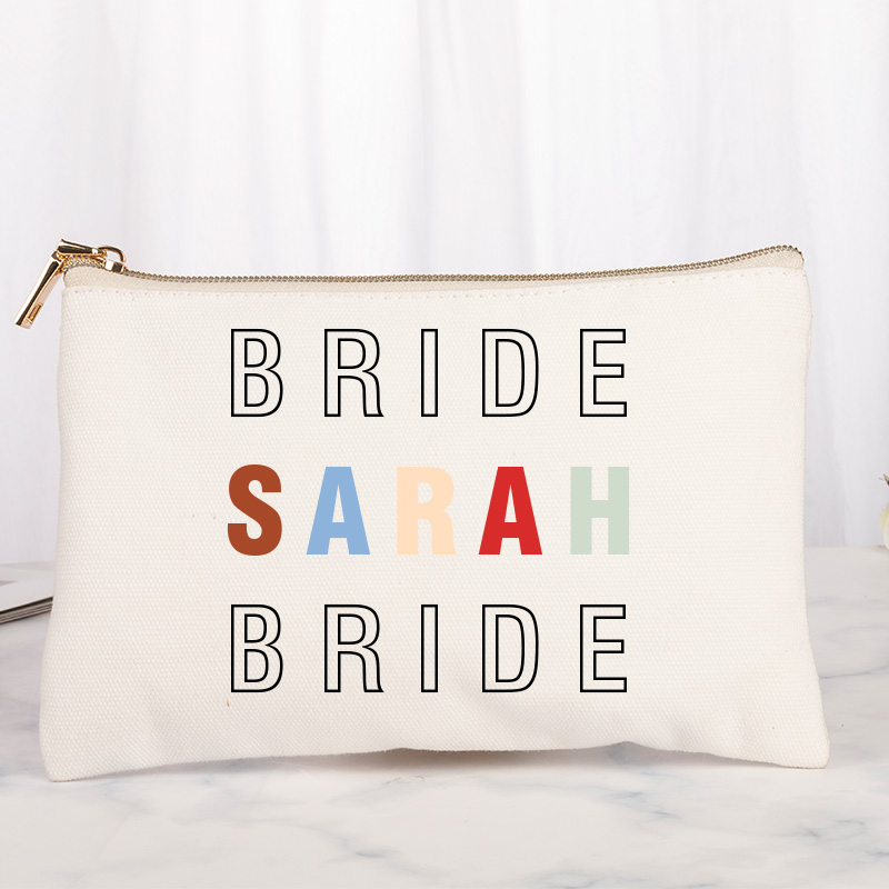 Personalized Bridesmaid Colorful Name Maekup Bag Bride Cosmetic Bag Sorority Gift Bachelorette Party Gift