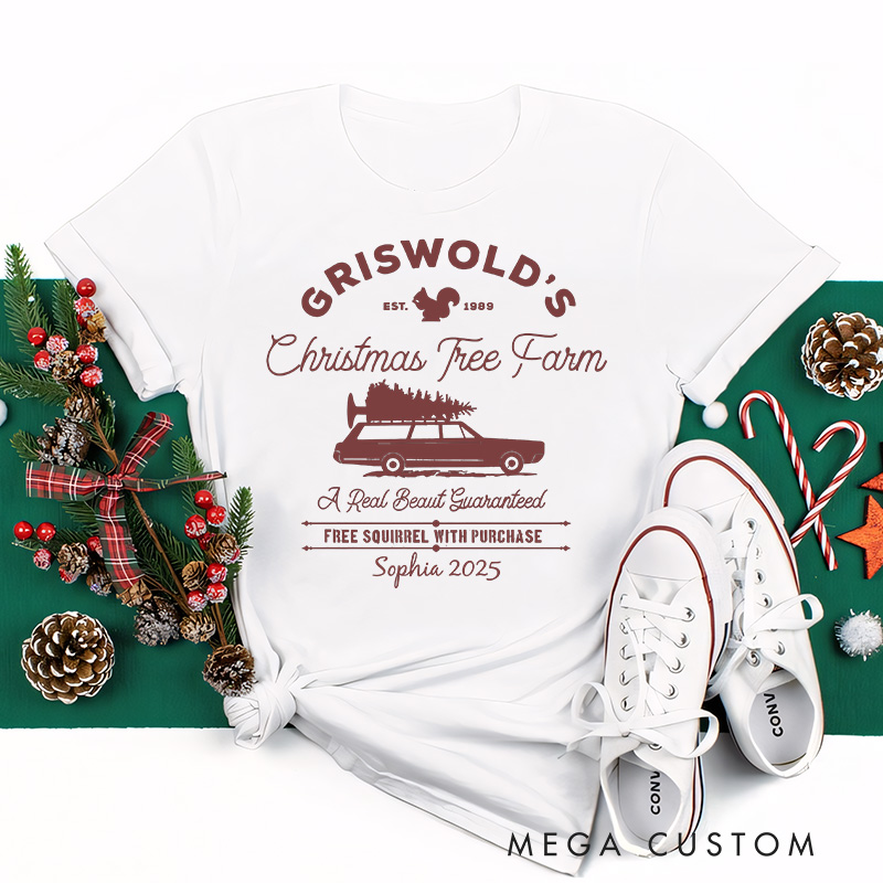 Personalized Christmas Tree Farm Classic T-Shirts Christmas Film Tshirt Movie Holiday Shirt