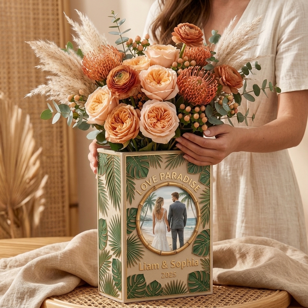 Personalized Ceramic Book Vase, Wedding Vase Gift, Custom Couple Name Book Vase,Gift for Newlyweds, Wedding Anniversary Gift for Couple
