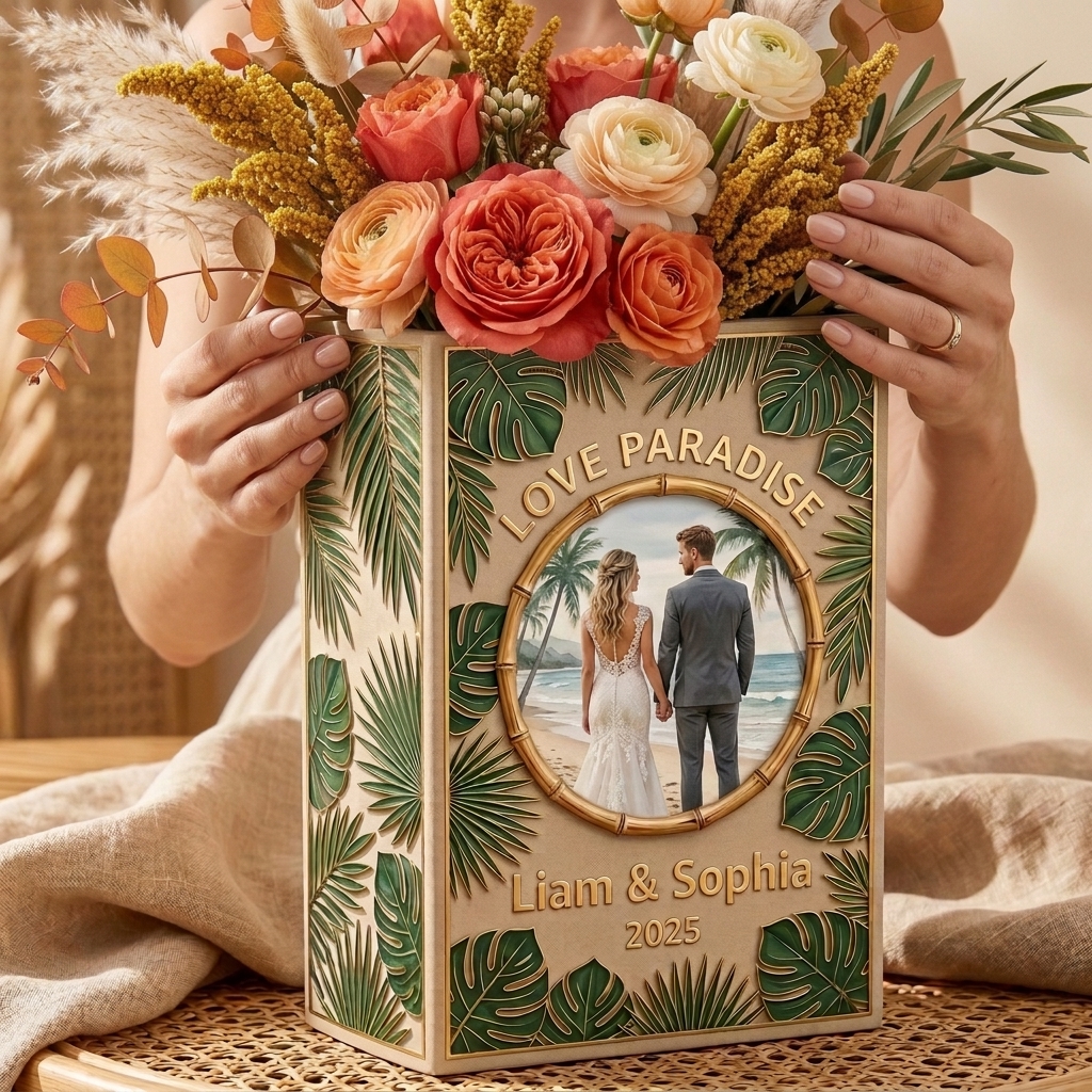 Personalized Ceramic Book Vase, Wedding Vase Gift, Custom Couple Name Book Vase,Gift for Newlyweds, Wedding Anniversary Gift for Couple
