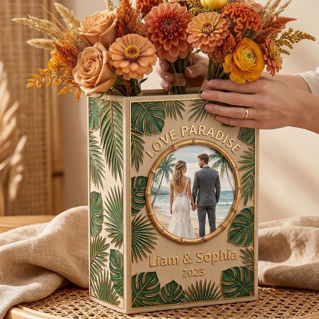 Personalized Ceramic Book Vase, Wedding Vase Gift, Custom Couple Name Book Vase,Gift for Newlyweds, Wedding Anniversary Gift for Couple