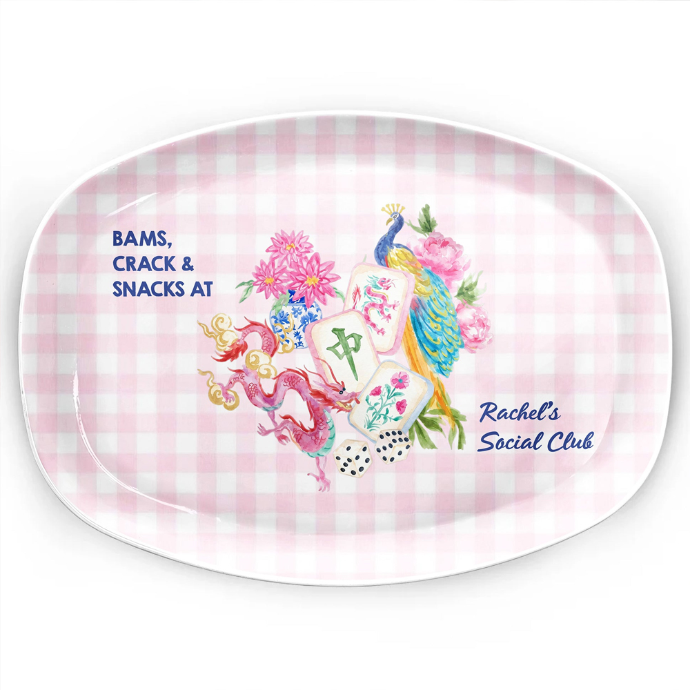 Personalized Mahjong Plate Bams Crack And Snacks Social Club Mahjong Lovers Gift
