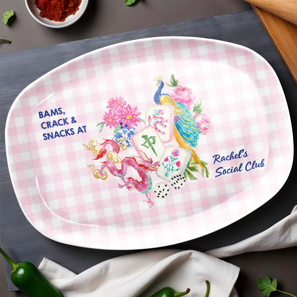 Personalized Mahjong Plate Bams Crack And Snacks Social Club Mahjong Lovers Gift