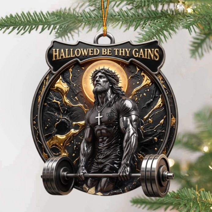 Personalized Jesus Lifts Acrylic Ornament - Personalized Gifts For Gymers & Weighlifting Lovers