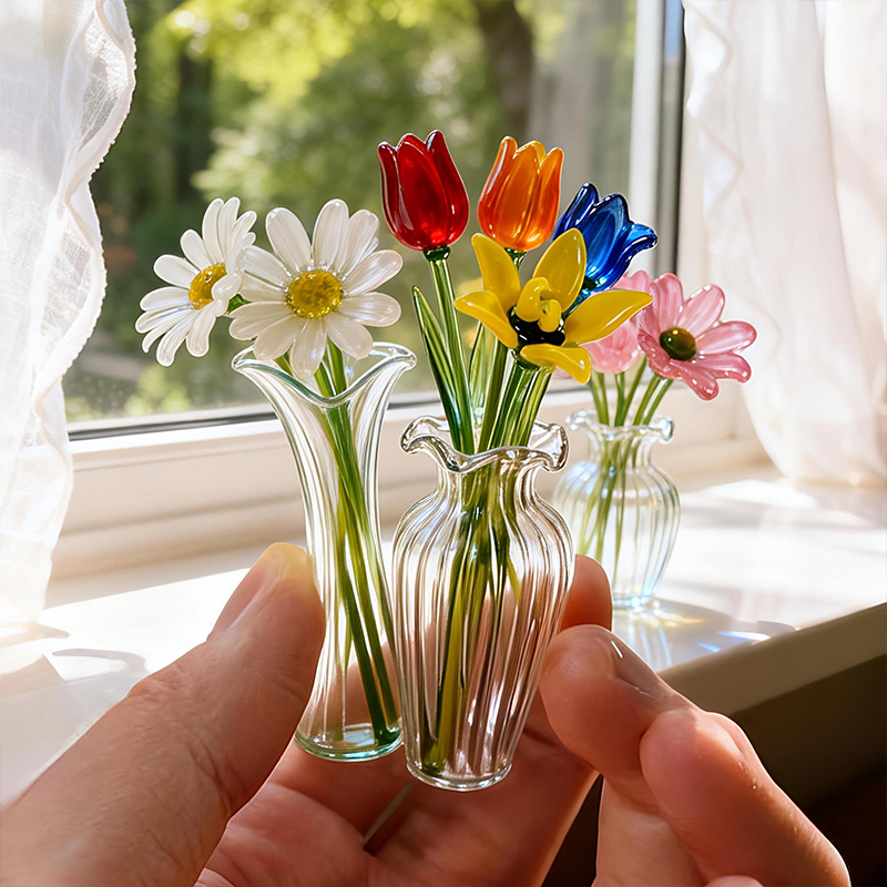 Mini Glass Birth Month Flower Matching Vase