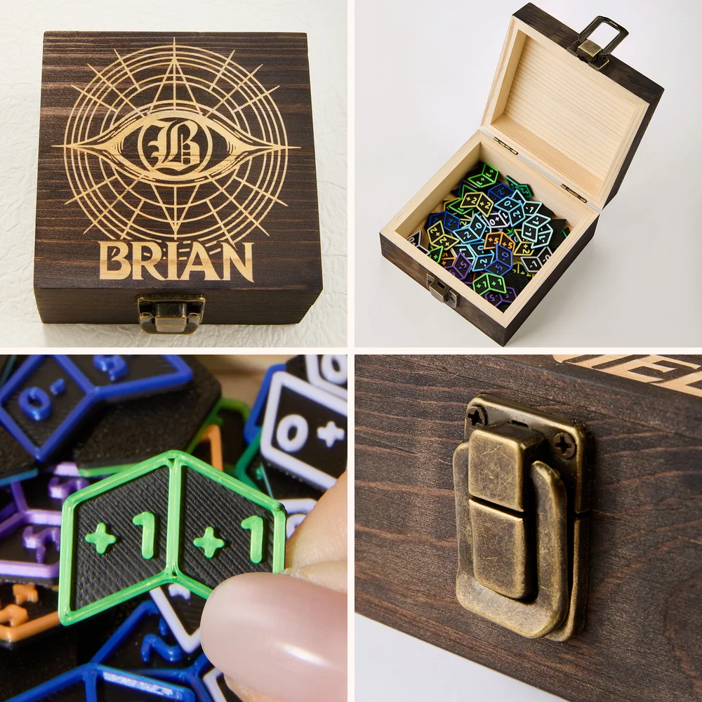 Personalized Compatible with MTG Faction Totems Power Toughness Counters Wooden Storage Box Set with Name TCG Accessory Gift for Planeswalkers